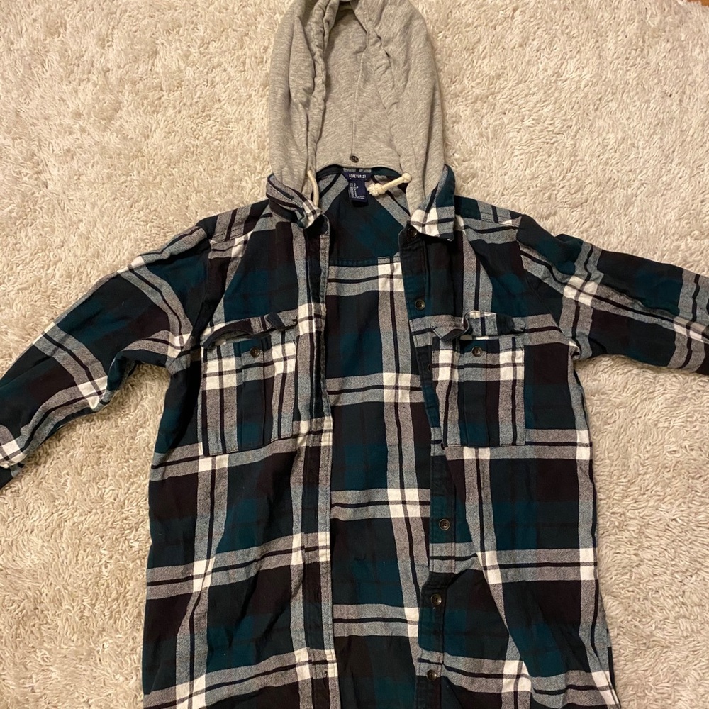 Oversized hooded flannel